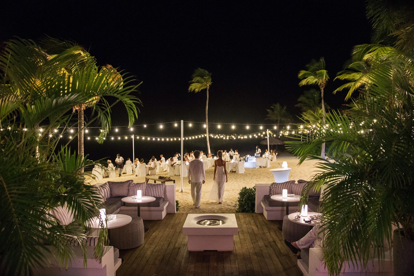 Private-island beach setting at dusk in Antigua