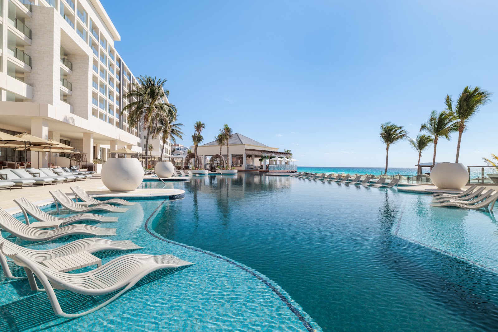 Hyatt Zilara Cancun oceanfront pools and suites on Punta Cancun, Mexico