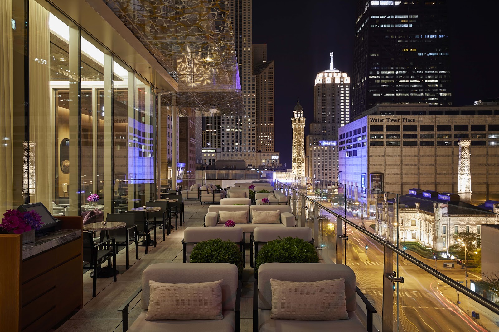 The Peninsula Chicago hotel tower on East Superior Street off the Magnificent Mile