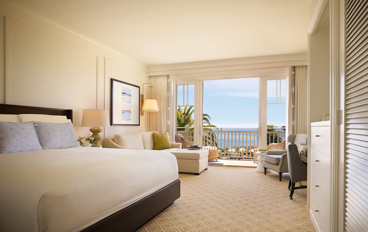 Ocean-view guest room with Craftsman detailing at Montage Laguna Beach