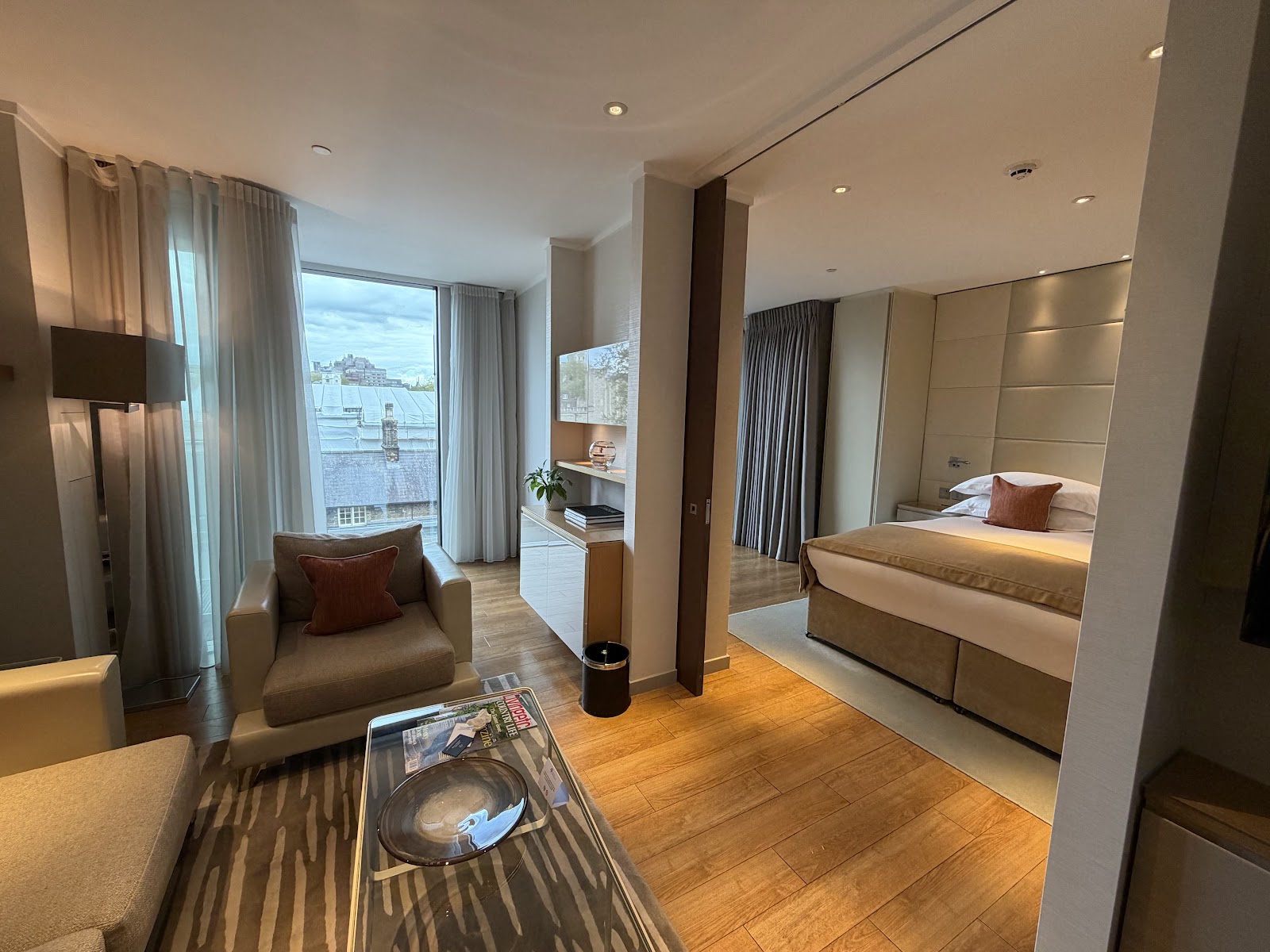 A riverside serviced apartment interior at Cheval Three Quays, London
