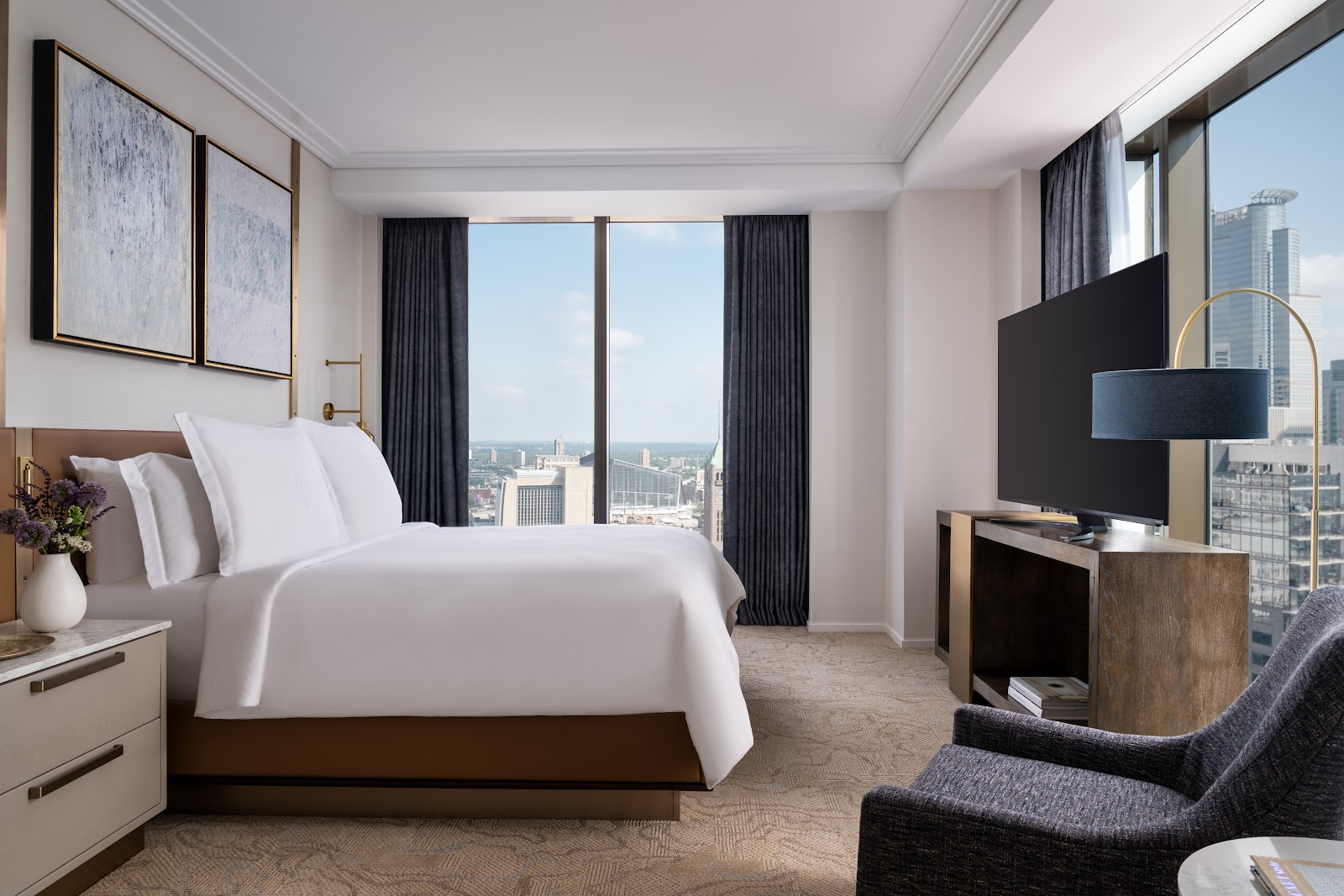 River-view guest room with floor-to-ceiling windows at Four Seasons Hotel Minneapolis