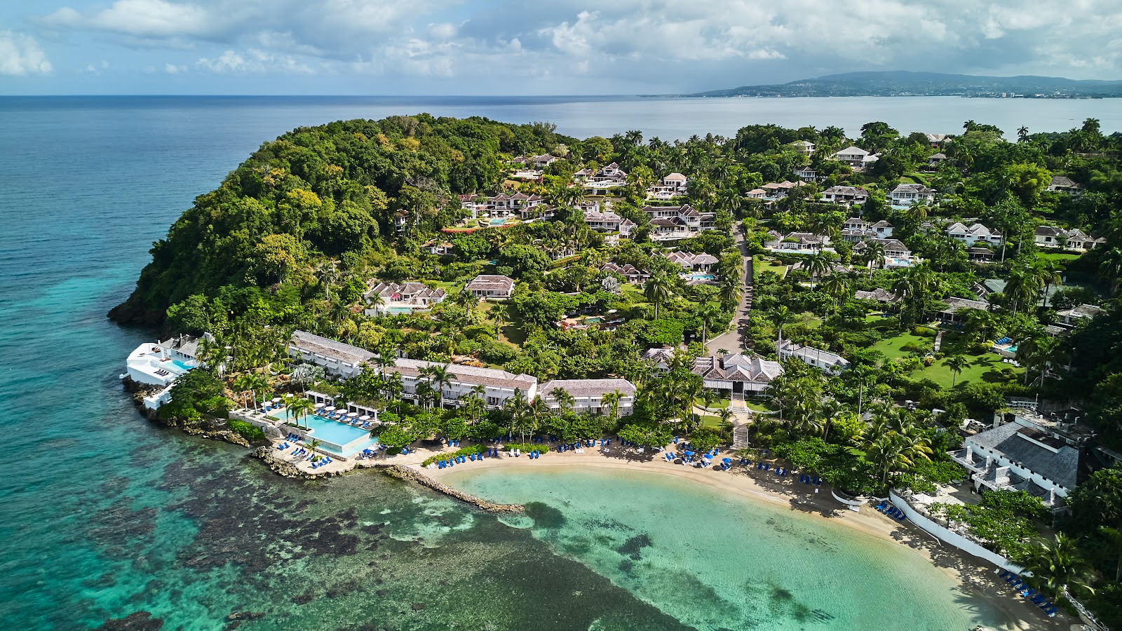 Hillside villas and gardens at Round Hill Hotel and Villas near Montego Bay, Jamaica