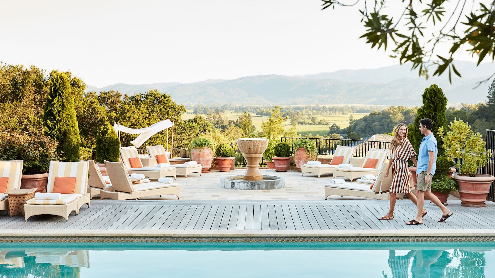 Auberge du Soleil hillside terrace over Napa Valley, California