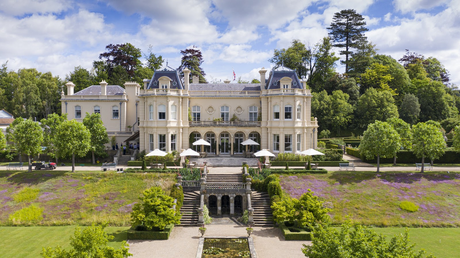 Beaverbrook country house hotel in the Surrey Hills, known for its library and board games