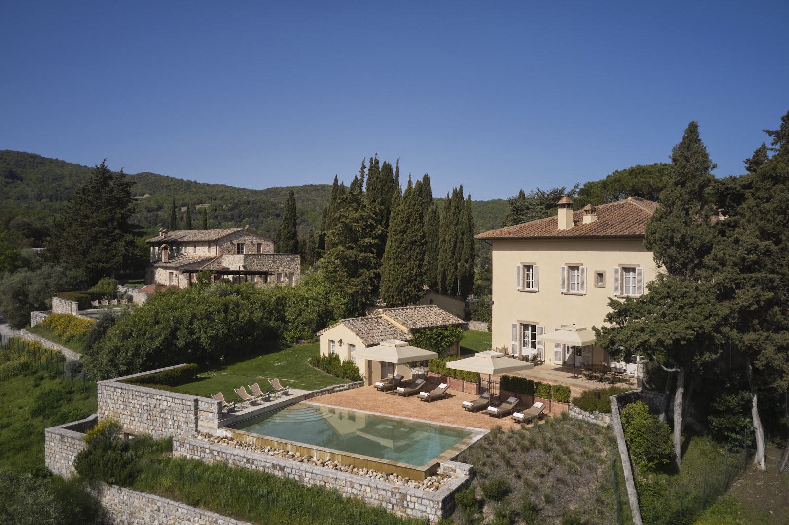 Restored medieval borgo and vineyards at Rosewood Castiglion del Bosco, Val d'Orcia, Tuscany